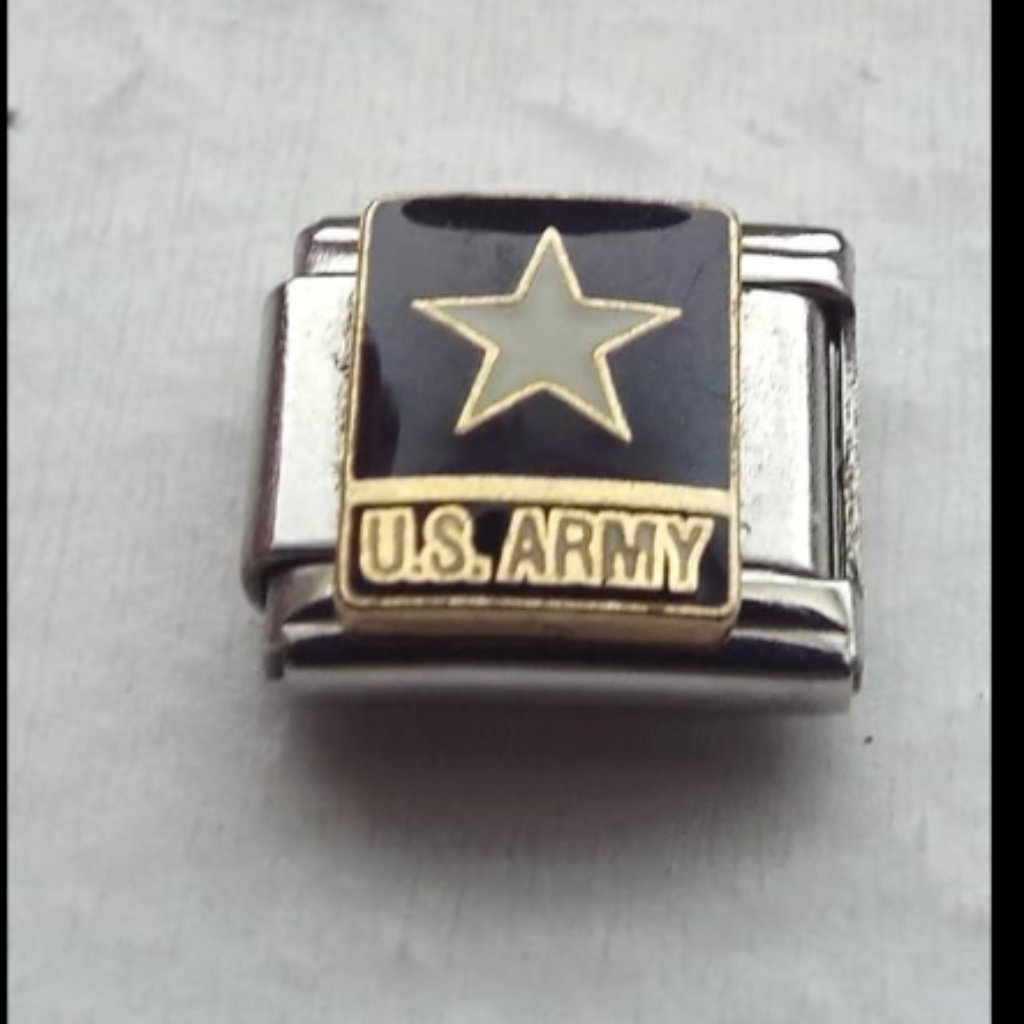 Enamel Us Army Reserve Logo 9mm Stainless Steel Italian Charm Bracelet Link New
